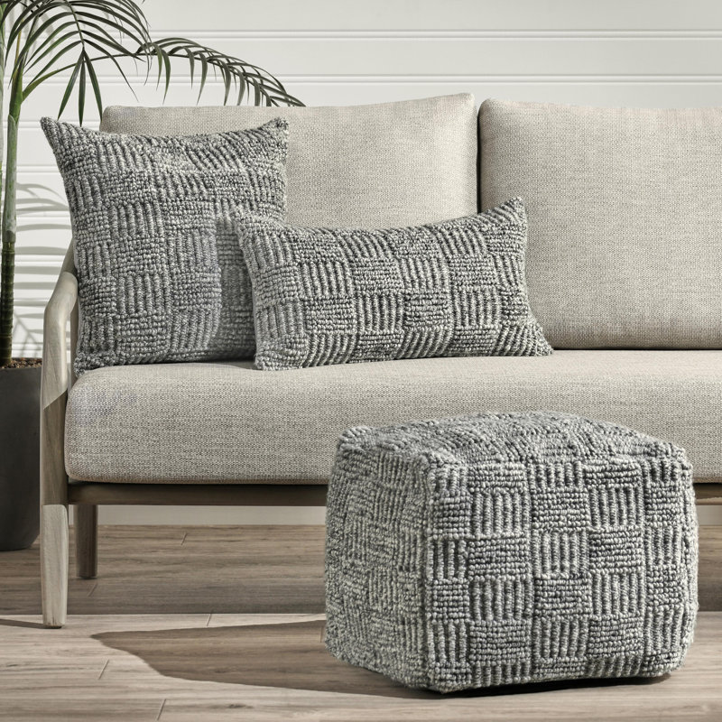 Vico Pillow Cover & Insert, Gray , Rectangular, 14" x 26"