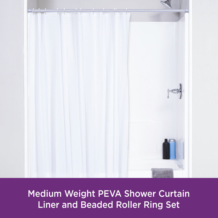 Wayfair Basics Ingham Peva Solid Color Single Shower Curtain + Beaded Roller Rings Wayfair Basics Color: White