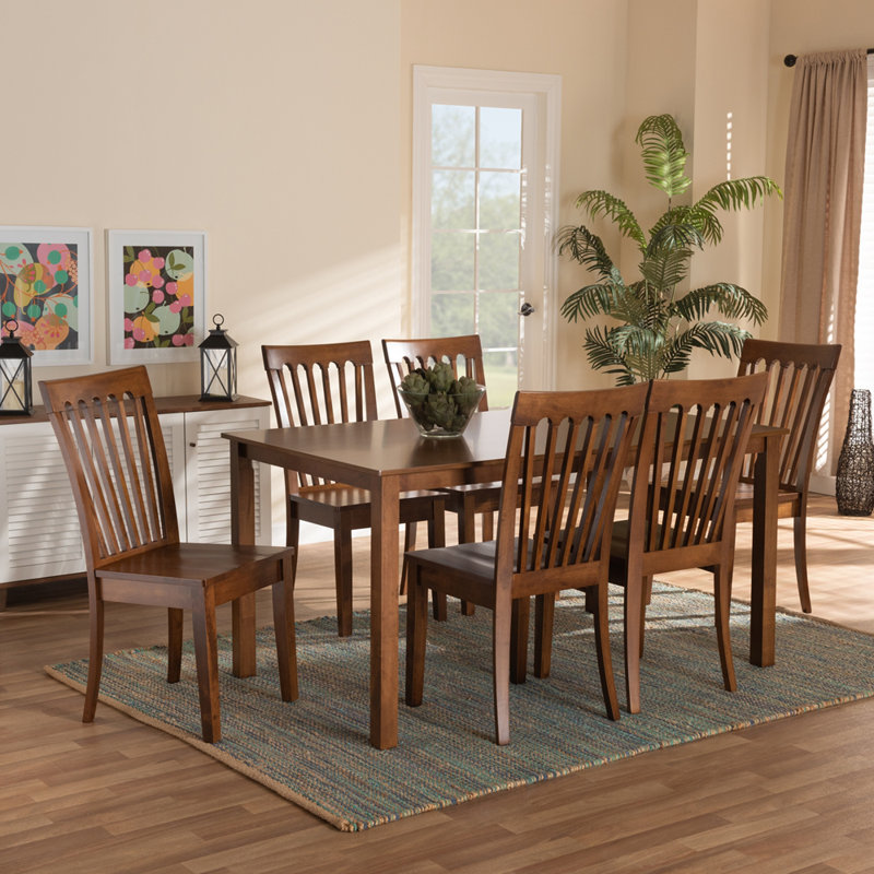 Ensemble repas pour 6 personnes Fezan, Noyer brun, Noyer brun
