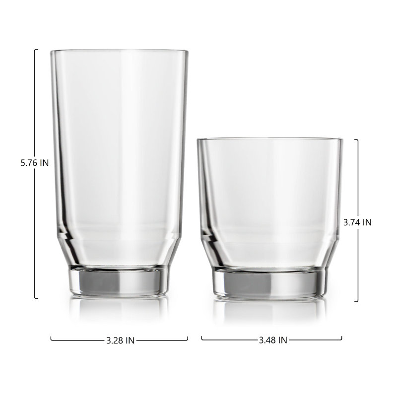 Merida Clear Glass Tumbler and Rocks Set, 8-Piece