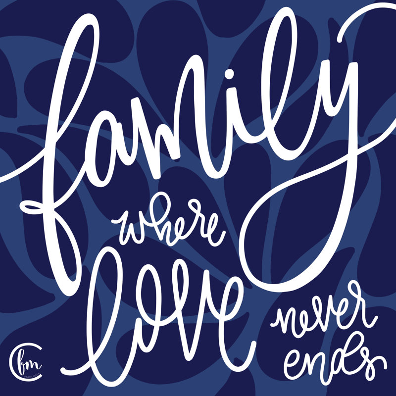 «Love Never Ends» - Art textuel, H 12 po x l 12 po, Non, Toile tendue