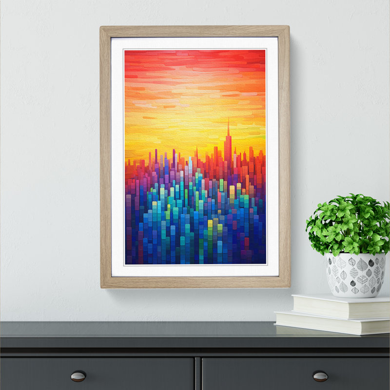 Skyline Colour Field No.2 - Single Picture Frame Print on Wood, 64cm H x 46cm W, Oak Framed