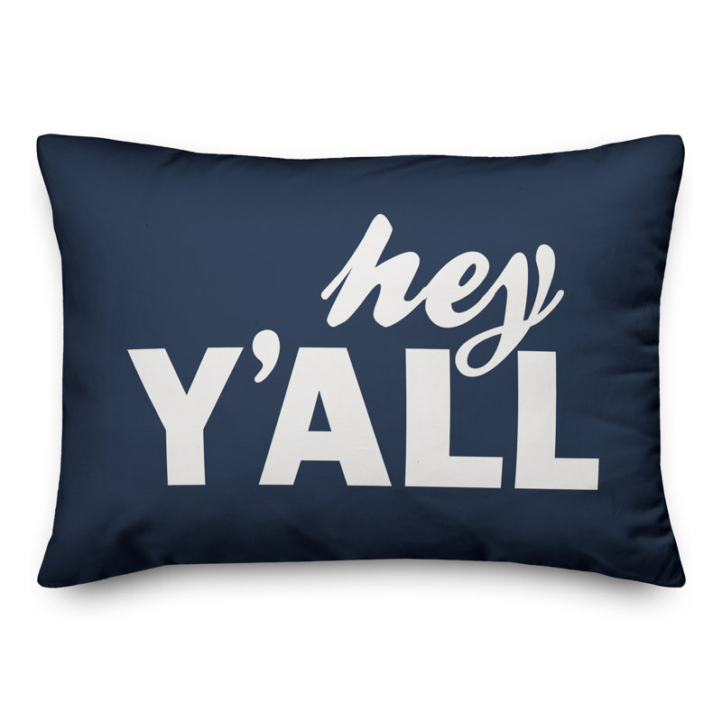 Textual Outdoor Throw Pillow, Navy