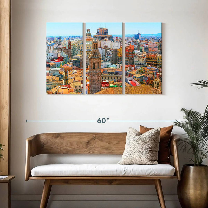 Paysage urbain de la ville R Valencia, H 28 po x l 45 po