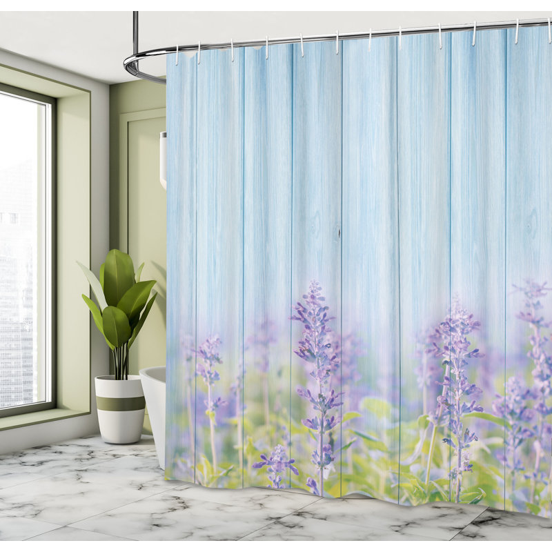 Lavender Field Lilac Blue Polyester Shower Curtain with Hooks