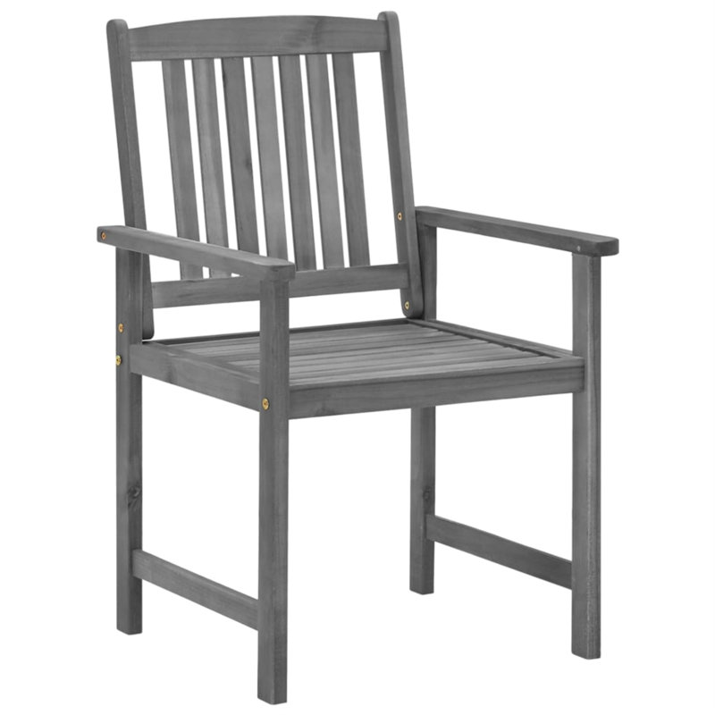 vidaXL Patio Chairs with Cushions 2 pcs Gray Solid Acacia Wood, Gray, Gray