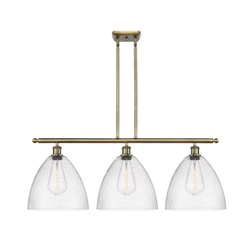 Luminaire suspendu linéaire à 3 lumières pour îlot de cuisine Ambrie, Laiton antique, Ampoule non incluse