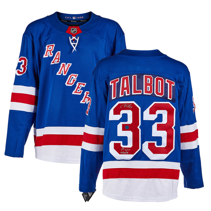 Cam Talbot New York, signé et daté de la 1ère victoire du maillot de la FTTNC