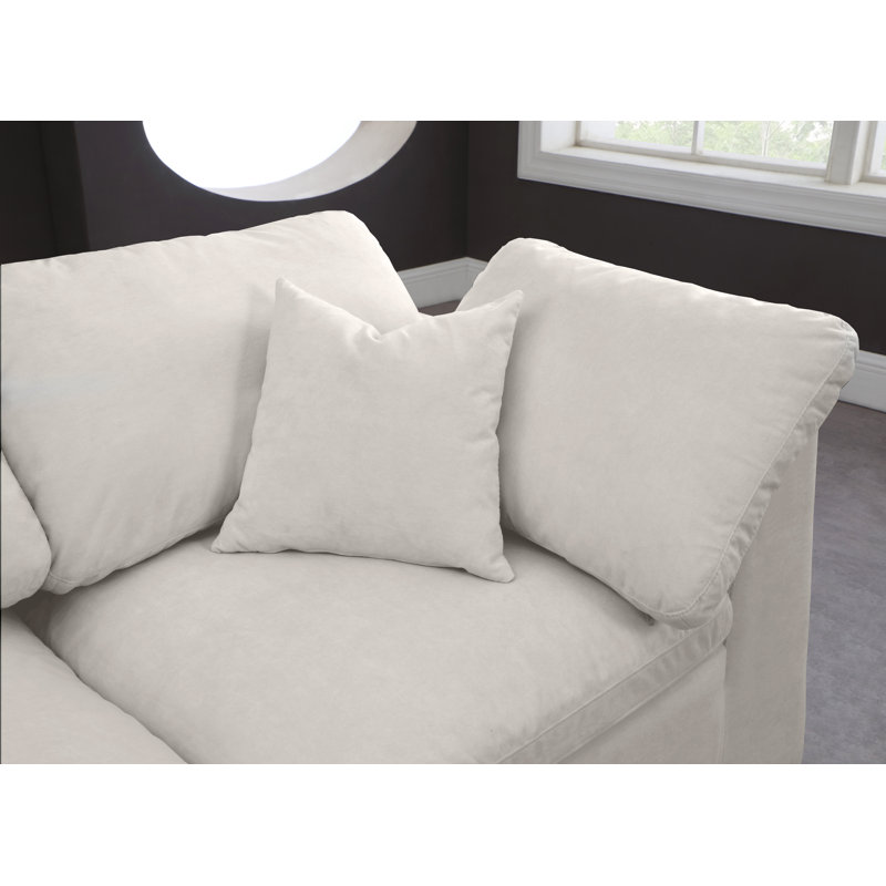 Cozy 118" Wide Velvet Reversible Modular Corner Sectional, Cream Velvet