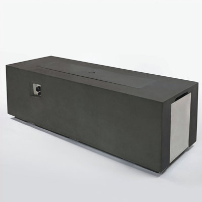 Zarazoga Rectangle Concrete Propane Smokeless Fire Pit Table with Lid