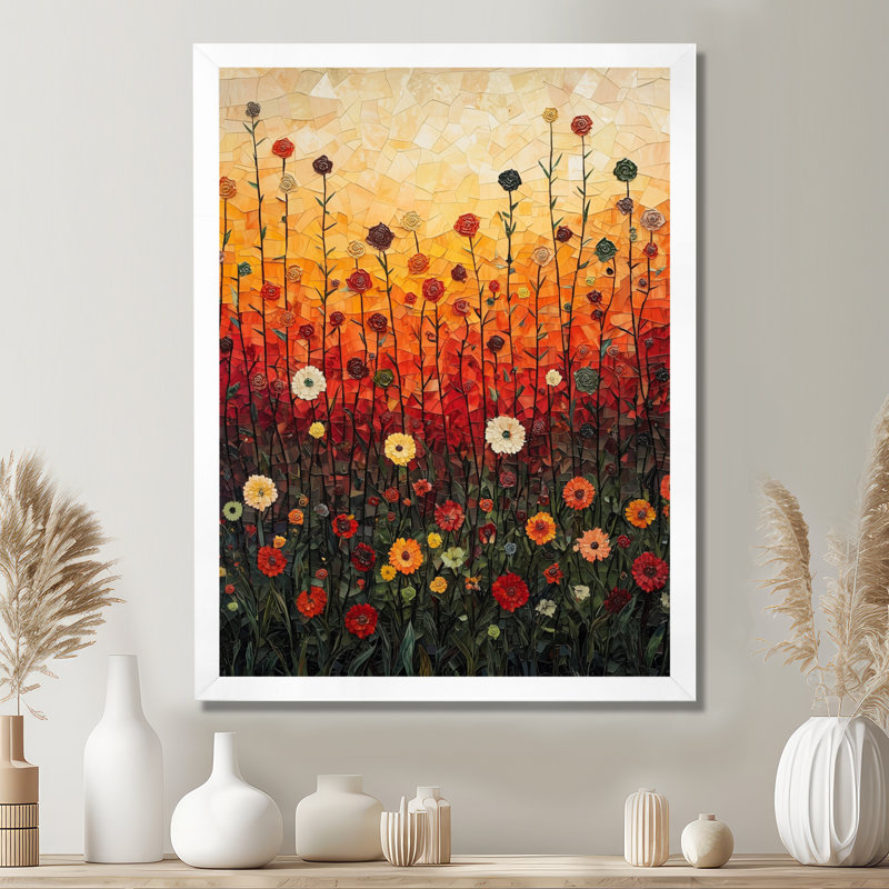 Bayley - art mural floral, H 20 po x l 12 po, Reproduction encadrée d'une seule photo, Blanc