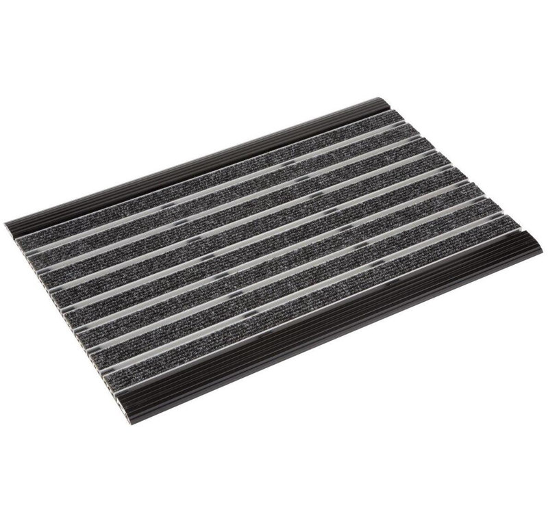 Non-Slip Striped Indoor Doormat, Black