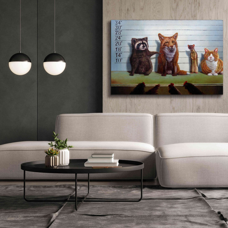 «Usual Suspects» par Lucia Heffernan, reproduction sur toile tendue, H 40 po x l 60 po
