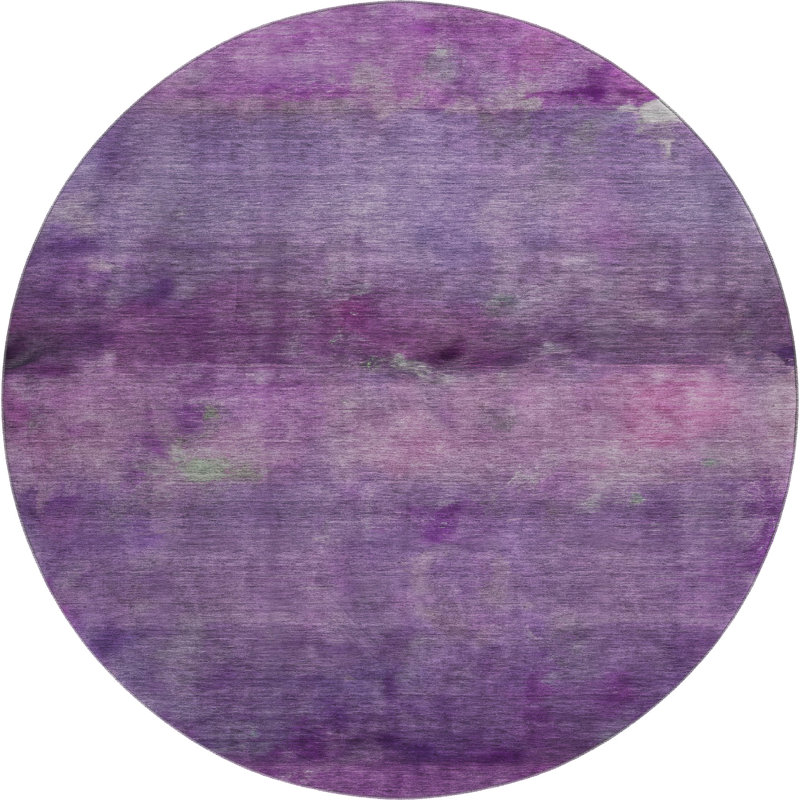 Premium Machine Washable Mayfield AMF2311 Stripes Rug, 8' Round, Purple
