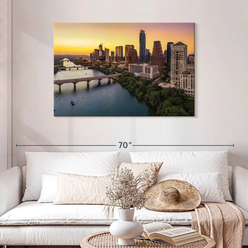 Skyline de Sirci Austin au crépuscule, H 30 po x l 45 po