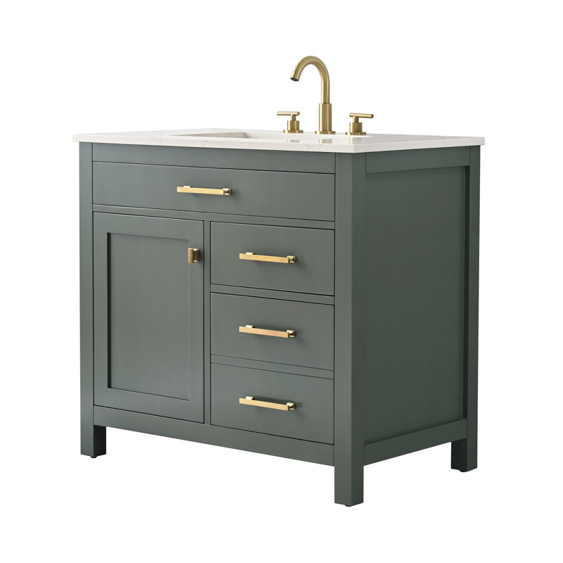 Trevor 36" W Single Vanity, Vintage Green/Brushed Gold