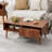 Fluted Coffee Table With Storage, Mid Century Dining Table With Drawer And Solid Wood Legs, Small Coffee Tables For Living Room, Walnut