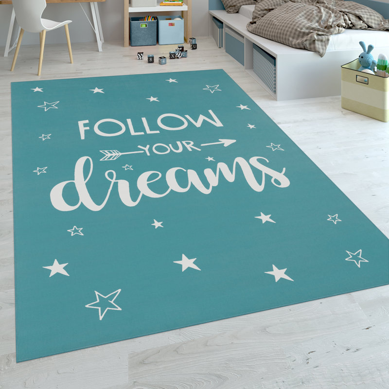 Audio Flatweave Pink Rug, Turquoise, Rectangle 180 x 280cm
