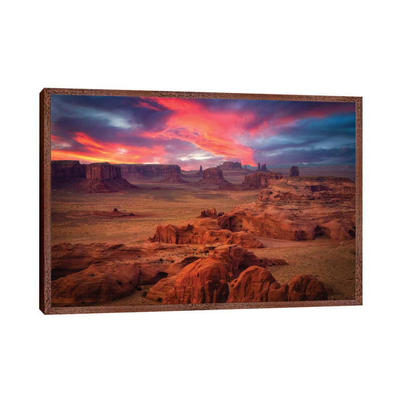 Hunts Mesa by Michael Zheng - Print on Canvas, Classic Brown Wood Floater Framed, 101.6cm H x 152.4cm W x 3.81cm D