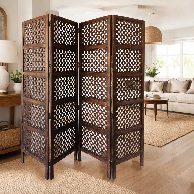 Aivaras 80'' W x 72'' H 4 - Panel Folding Room Divider