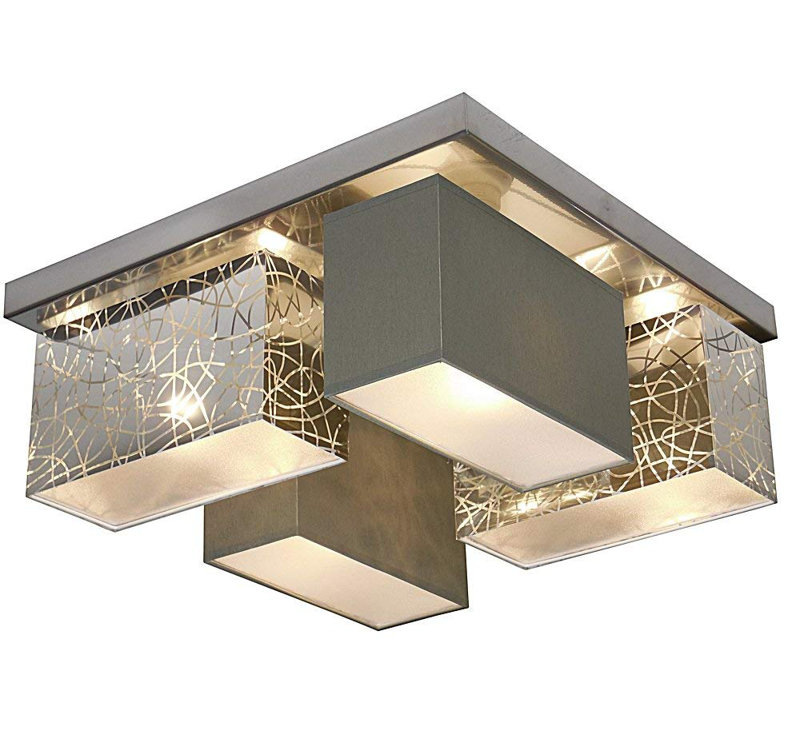 Pascoe Fabric Semi Flush Mount, Silver/Dark grey