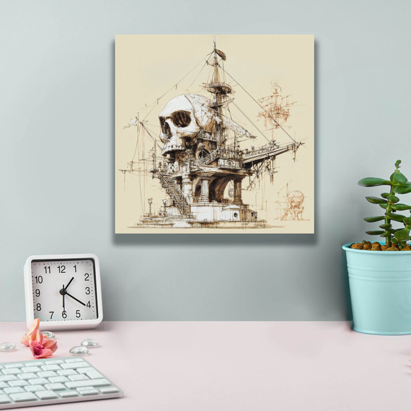  «Pirate Ship Blueprint 2» par Ann Klee, art mural sur toile, 12 po x 12 po, H 12 po x l 12 po