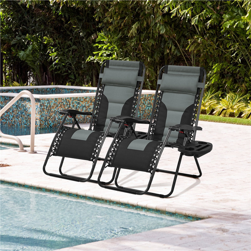 Colour Folding Camping Chair with Cushions, Grey