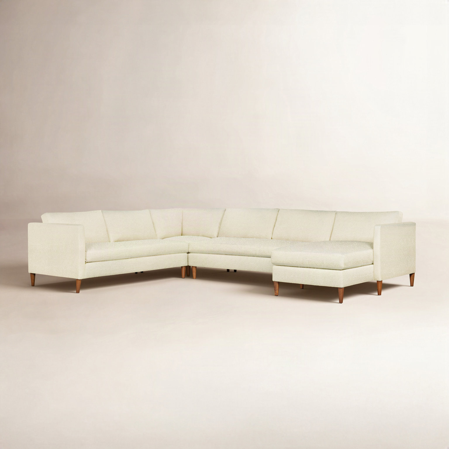 Clifford Chaise Sectional, Davis Pearl Performance Bouclé, Right Hand Facing