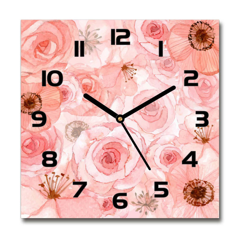 Glass Wall Clock, Black/Pink