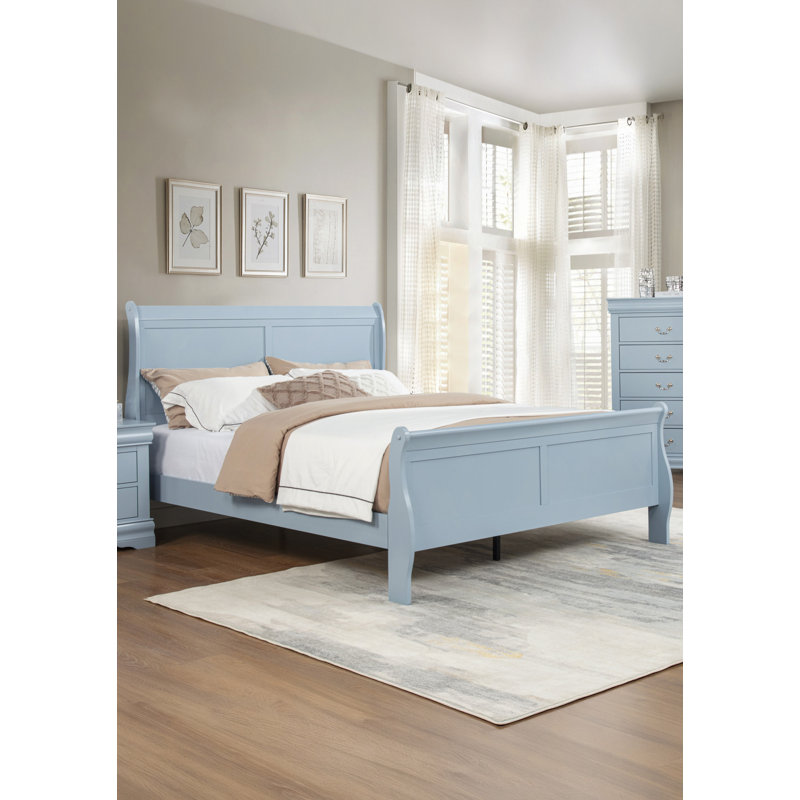 Mobilier de chambre à coucher Louis Phillipe, Double, Bleu