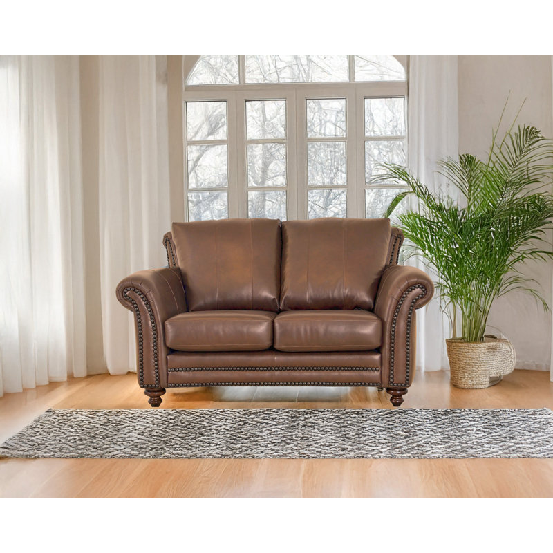 Causeuse Stephie, Cuir véritable noyer Berkshire