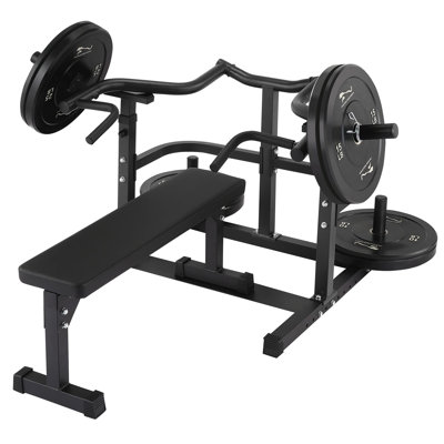 Black Plate Loaded Chest Press Machine with Detachable Flat Weight Bench, Independent Iso-Lateral Converging Arms & Silent Smooth Bearings, Heavy Duty Bench Press Rack