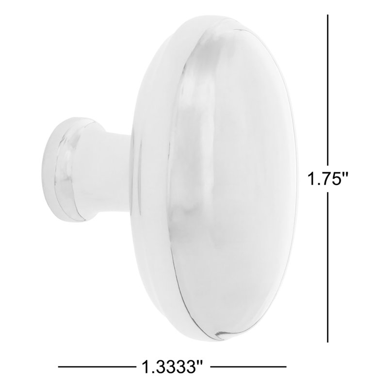 Homestead 1 3/4" Length Oval Knob, Polished Nickel