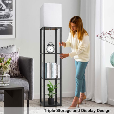 Lampe sur pied avec tablettes, 3 températures de couleur, conception à plateau ouvert, pour le salon, la chambre à coucher, le bureau