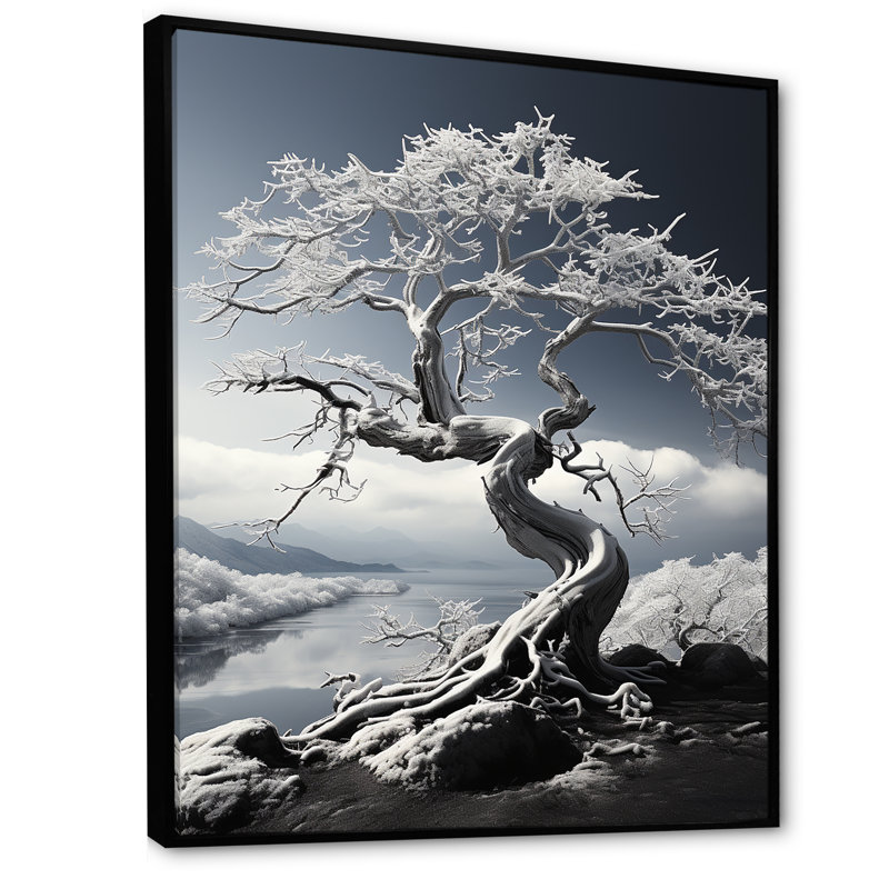 «Dreams» sur toile, noir et blanc, H 44 po x l 34 po x P 1,5 po, Cadre flottant noir