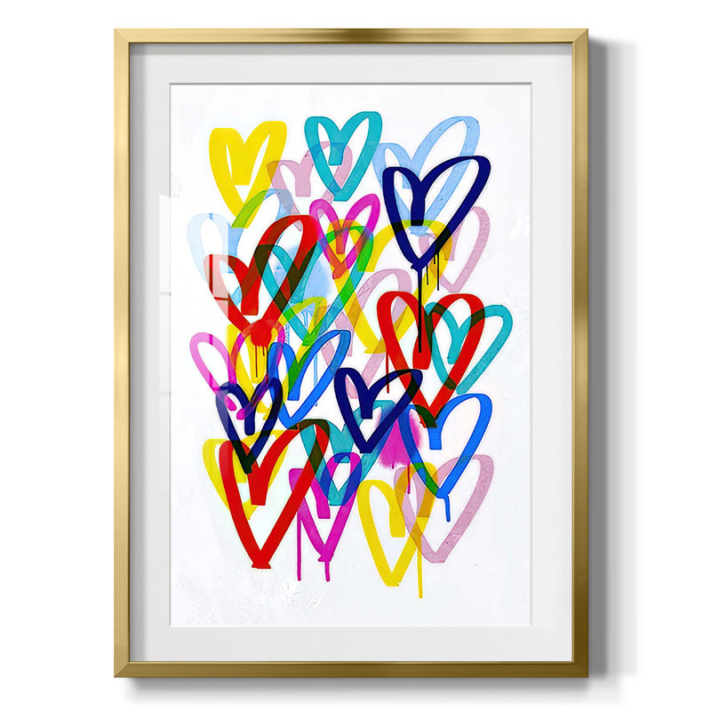 Hearts Aflutter II - Impression encadrée, H 25,5 po x l 17,5 po, Doré