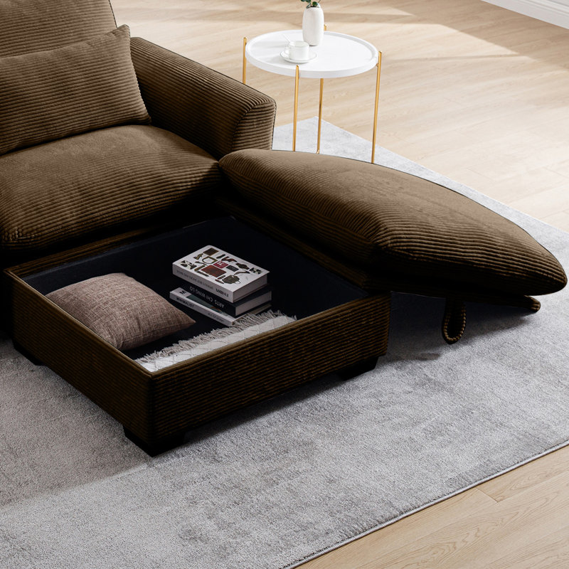 Karaka Upholstered Ottoman, Brown