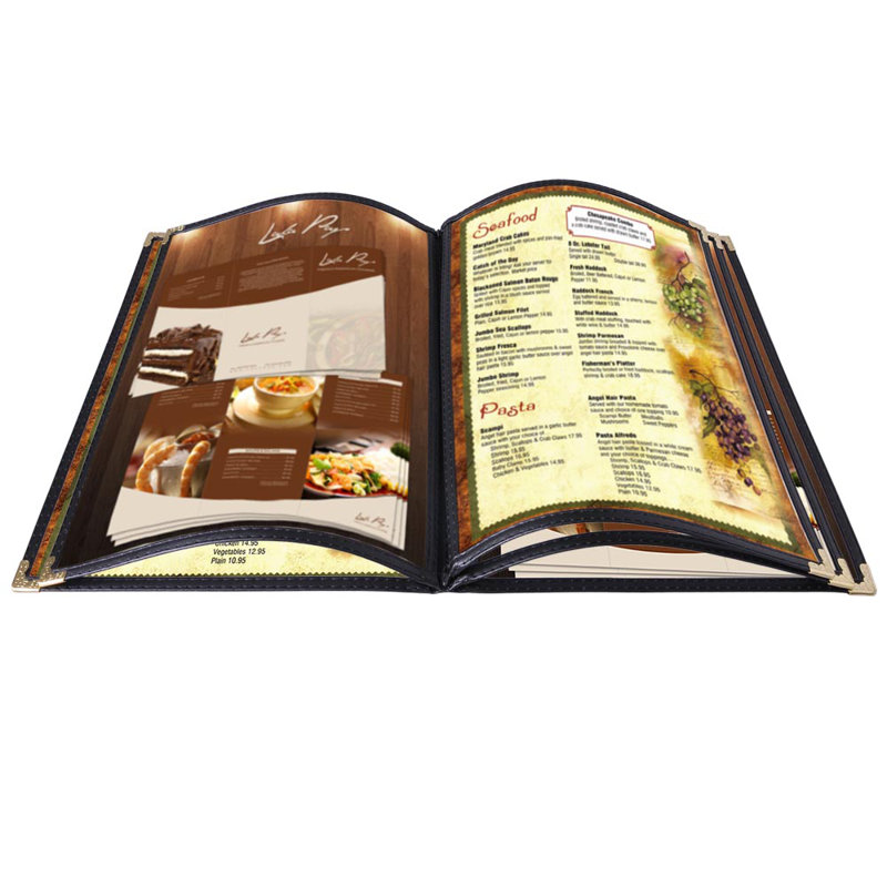 Paquet de 20 pochettes pour menu de restaurant WeChef 8,5 x 11 po style livre 5 pages 10 vues PVC transparent