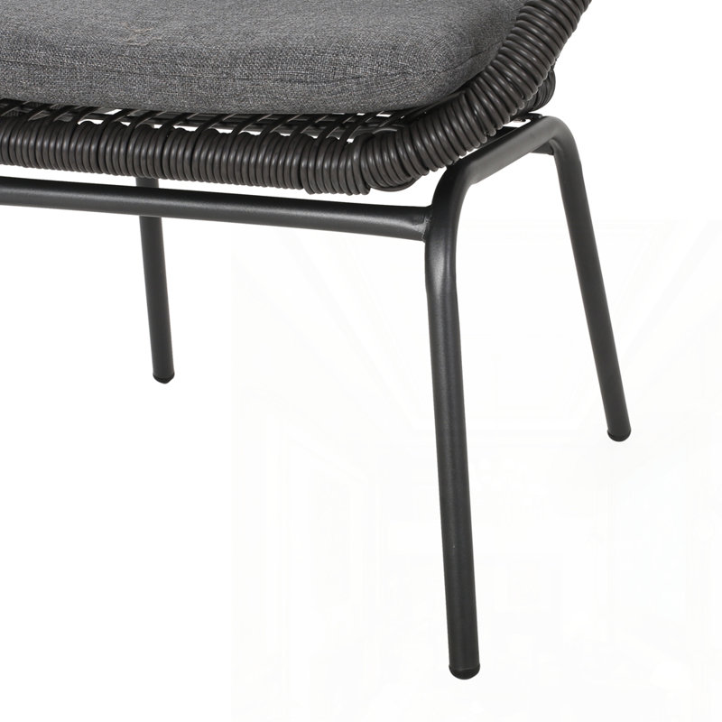 Patio Chair with Cushions (Set of 2), Grey Cushion/Grey Frame