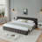 California King Size Upholstered Bed ,Comfortable Upholstered Bed Frame, Chenille Fabric, With Headboard And Solid Bed Frame. With Drawer For Storage.-Dark Gray(90.5''*80.5''*31'')-1839246611