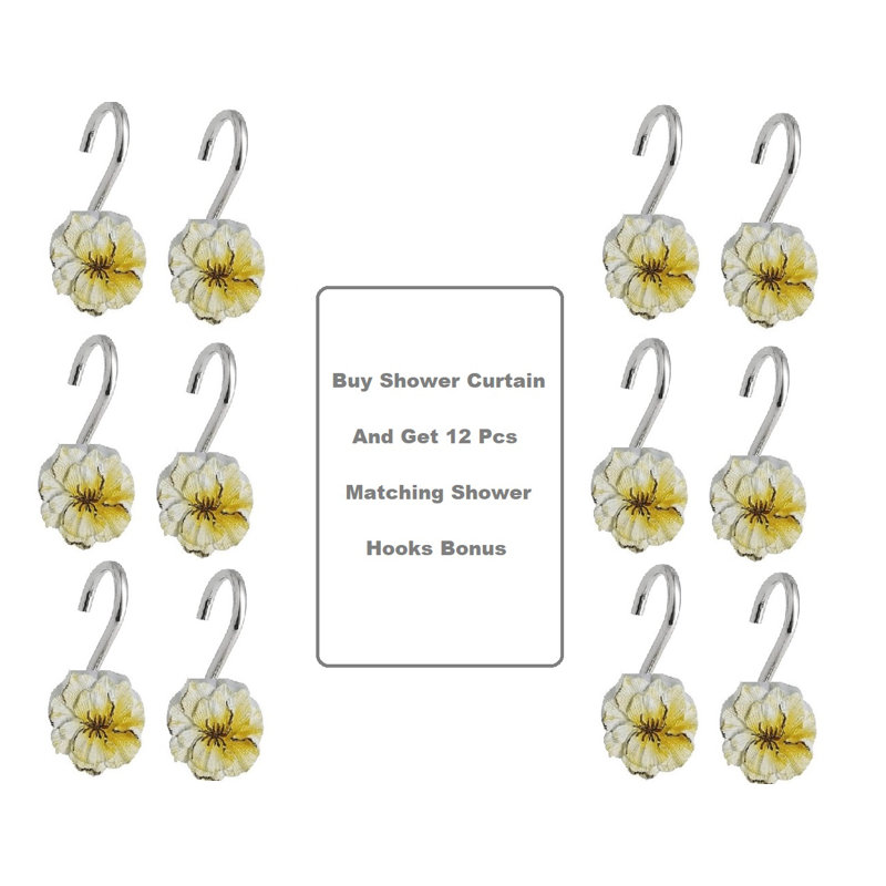 Decorative Shower Curtain Set Firmine Gray, Jaune