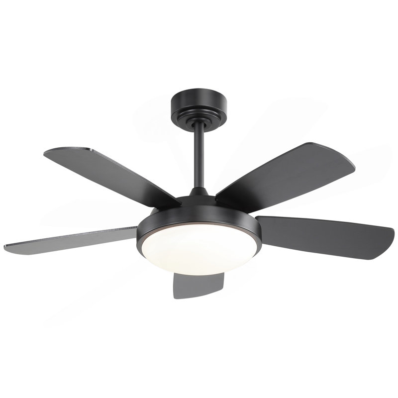 42 Inch Black Ceiling Fan With 22W LED Light And Remote Control MDF Blades Reversible DC Motor, Black