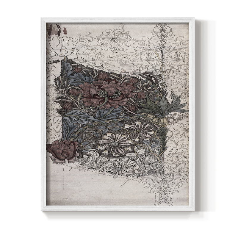 Impression abstraite vintage encadrée Cxxxiv - bois massif, H 11 po x l 9 po, Blanc