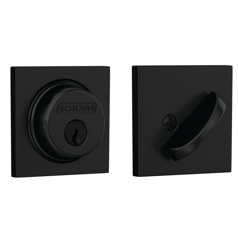 Single Cylinder Deadbolt with Collins Trim, Matte Black