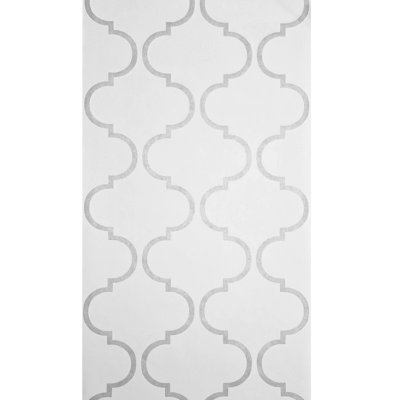 Classic Moroccan Trellis Soft Off White Gray Textured Geo Ogee Wallpaper Roll 3d