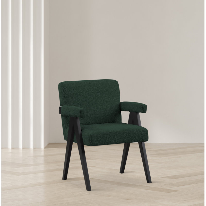 Lilabeth 24.5" W Boucle Fabric Accent Chair, Green Boucle Fabric