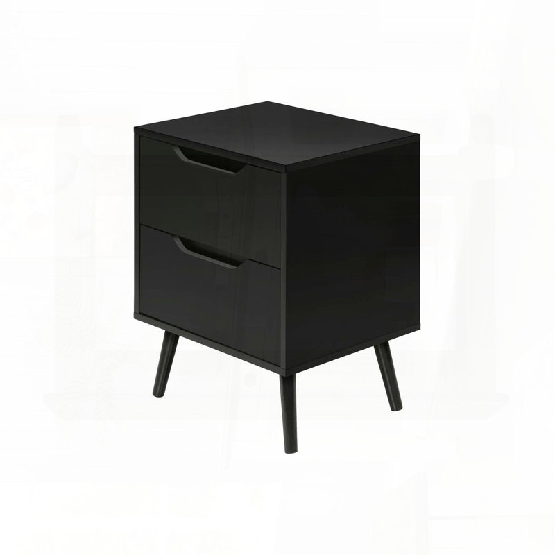 Table d'appoint avec 2 tiroirs - stratifié noir, H 24 po, Noir