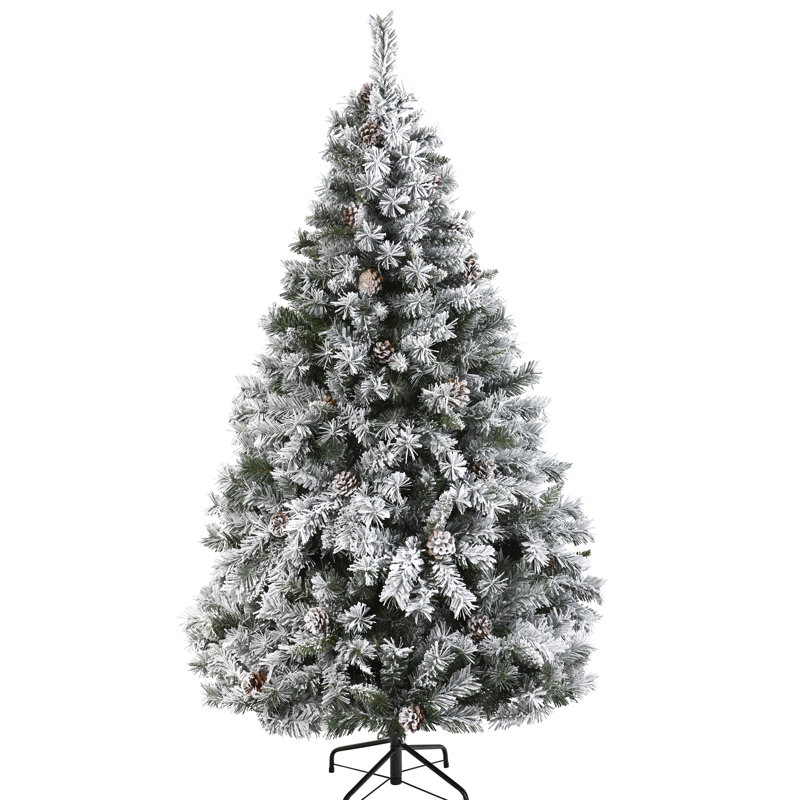 Arbre de Noël artificiel pin floqué, H 6 pi