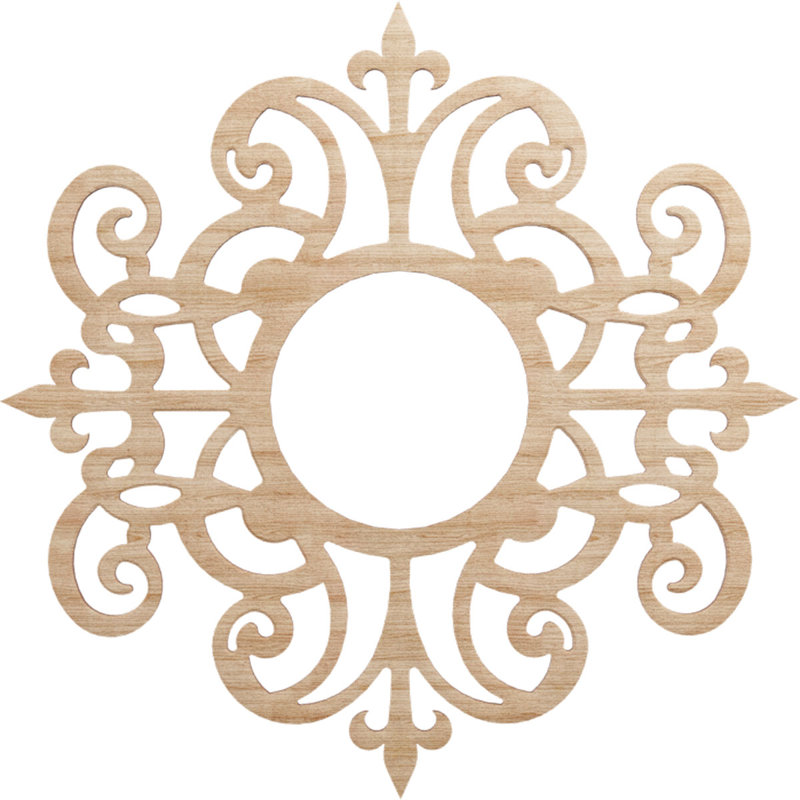 Médaillon de plafond percé en bois Dijon 22 po x 7 pi 8 po x P 1/8 po, Aulne, H 22 po x l 22 po x P 0,25 po