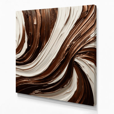 Horizontal Striped Bronze White Brown Canvas Wall Art